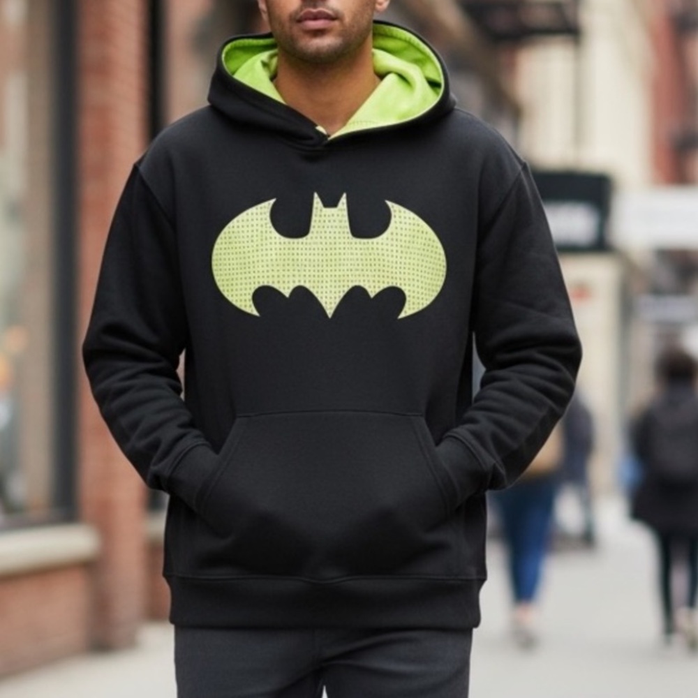 Vintage Batman Black & Neon Yellow Dri-Fit Sweatshirt